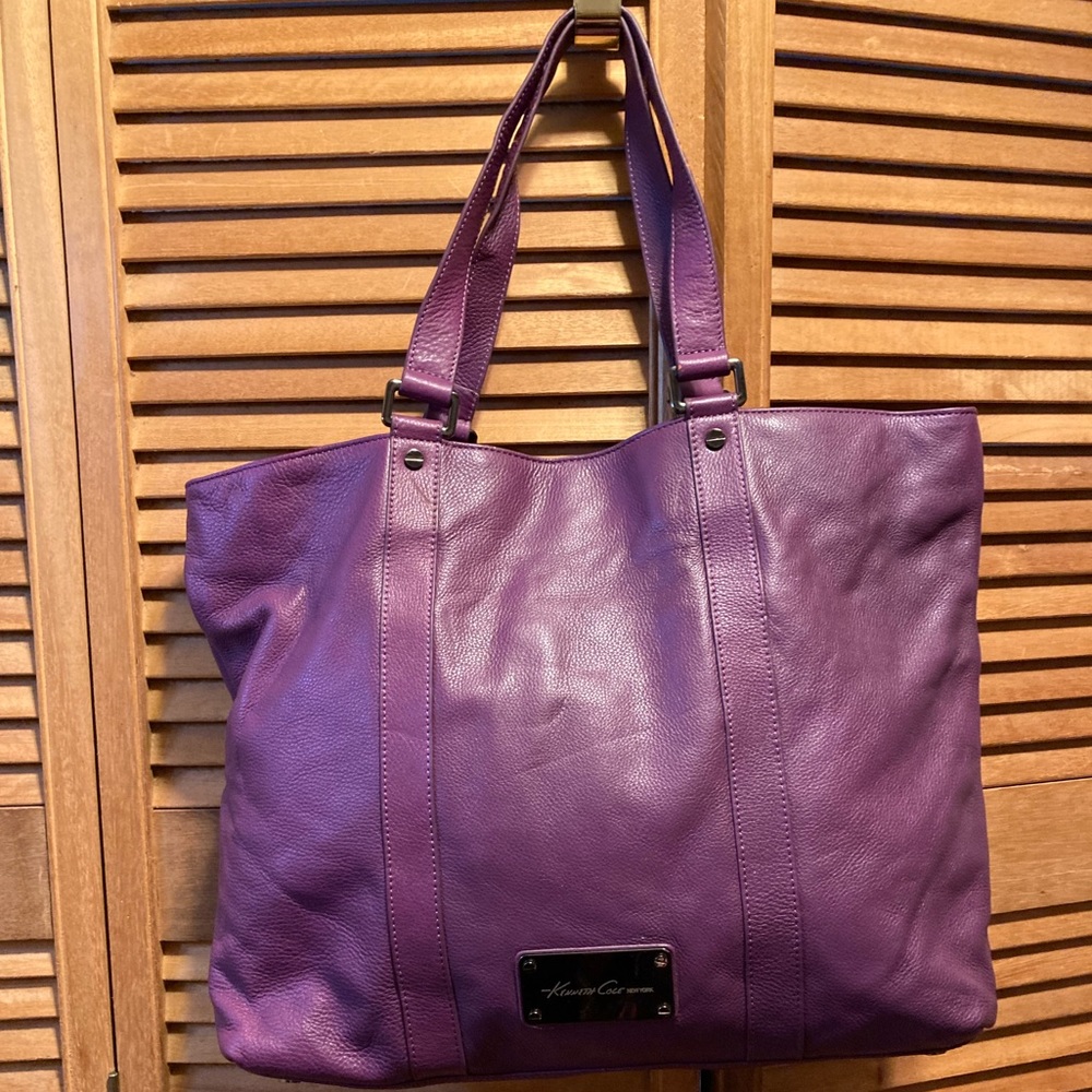 Kenneth Cole Purple Genuine Pebble Leather Tote